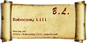 Babocsay Lili névjegykártya